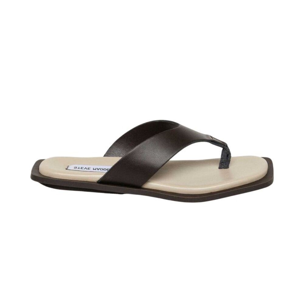 Steve Madden Womens/Ladies Splash B Toe Post Flat Flip Flops / Dark Chocolate